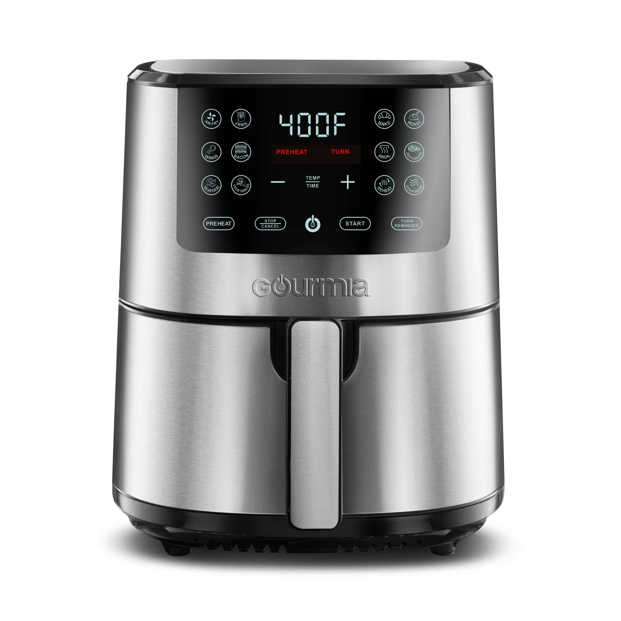 Gourmia 4-Qt Digital Air Fryer with Guided Cooking, Easy Clean, Stainl ...