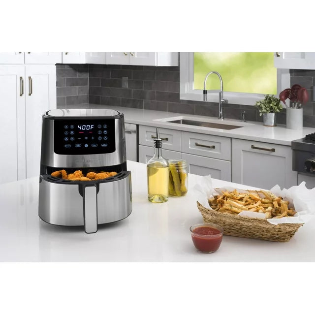 Gourmia 4-Qt Digital Air Fryer with Guided Cooking, Easy Clean, Stainless Steel