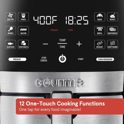 Gourmia 6 Qt Digital Air Fryer with Guided Cooking and 12 One-Touch Cooking Functions