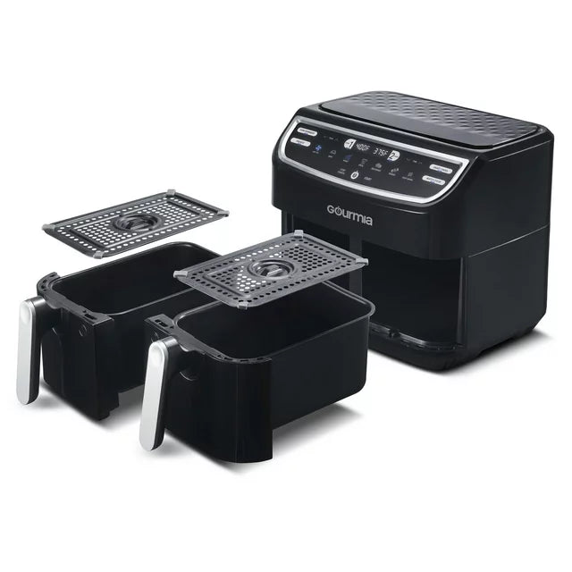 Gourmia 9 Qt 7-in-1 Dual Basket Digital Air Fryer with Smart