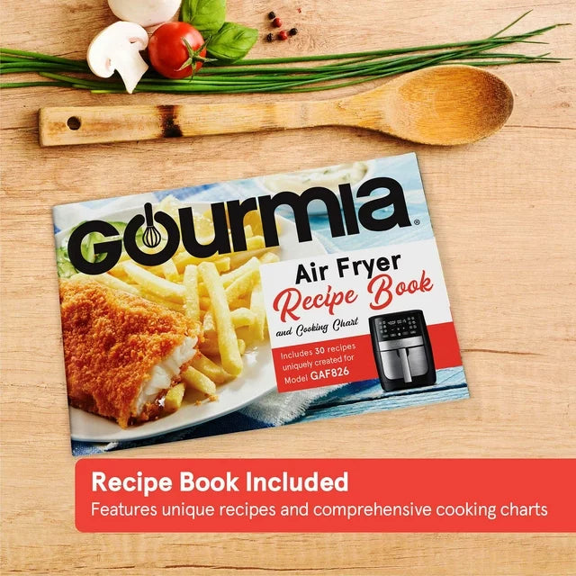 Gourmia 8 Qt Digital Air Fryer with FryForce 360 and Guided Cooking, Black/Stainless Steel