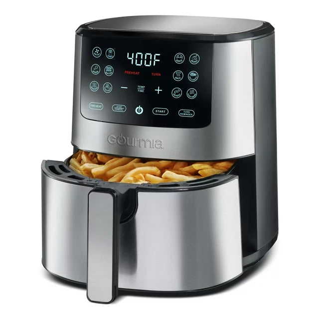 Gourmia 4-Qt Digital Air Fryer with Guided Cooking, Easy Clean, Stainless Steel