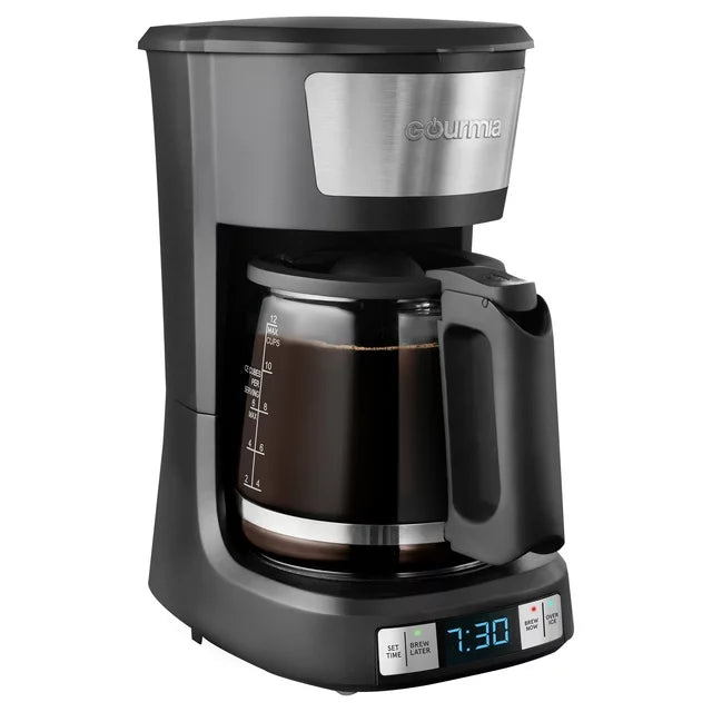 Gourmia 12 Cup Programmable Hot & Iced Coffee Maker with Keep Warm Feature - Black