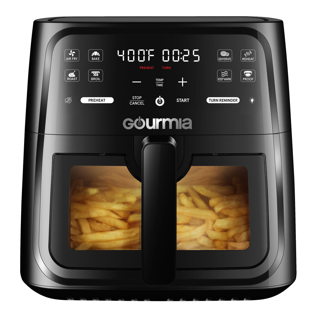 キッチン家電 GOURMIA DIGITL AIR FRYER Black Silver Gourmia Digital 8-Qt Air Fryer, Black, Window and Light, 450Â°F