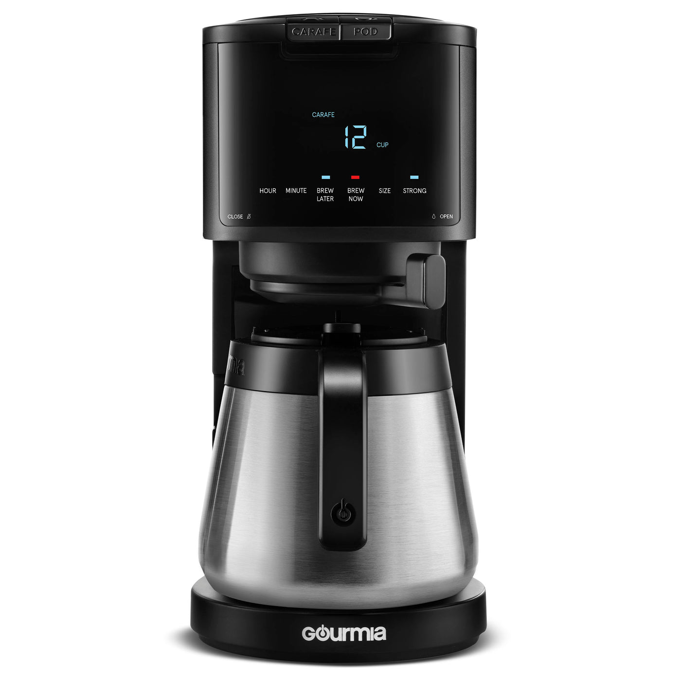 Gourmia 2-in-1 Single-Serve, K-Cup Pod Compatible + 12-Cup Coffee Maker, with Thermal Carafe