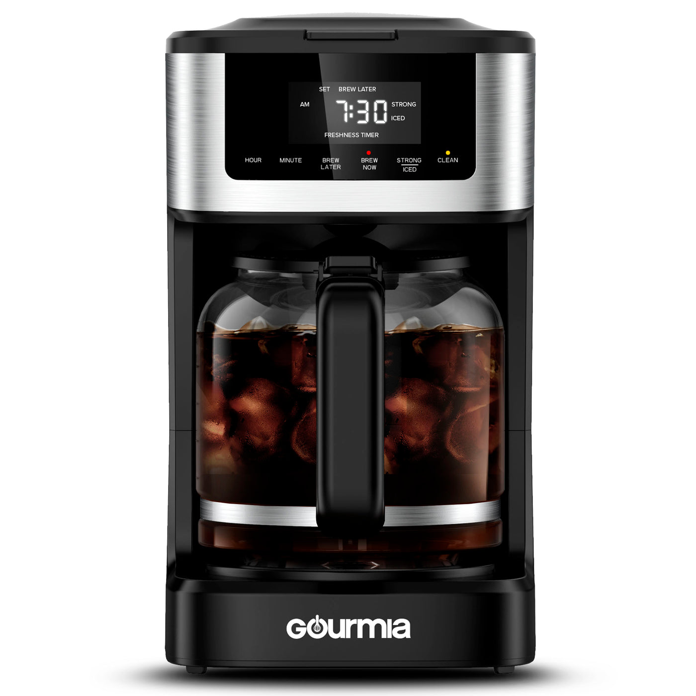 New Gourmia 12 Cup Programmable Hot & Iced Coffeemaker, Stainless Steel