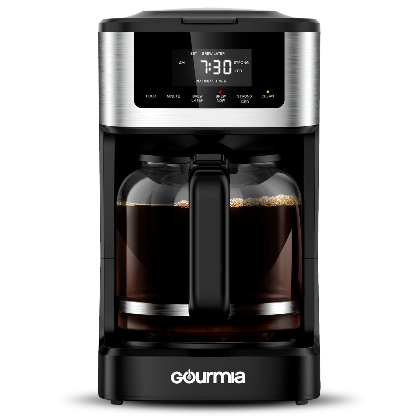 New Gourmia 12 Cup Programmable Hot & Iced Coffeemaker, Stainless Steel