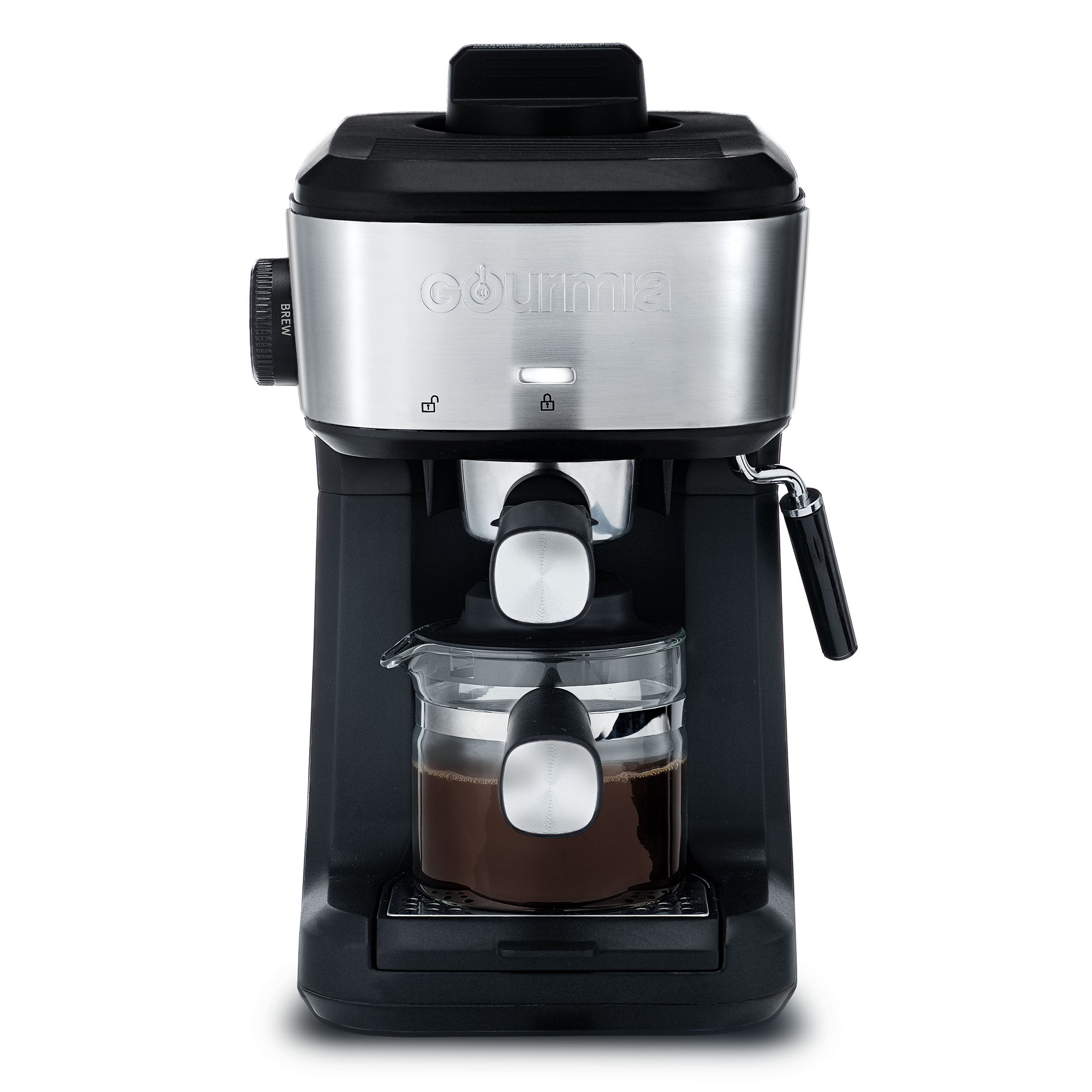 Gourmia 4-Shot Steam Espresso, Cappuccino, and Latte Maker with Frothi ...