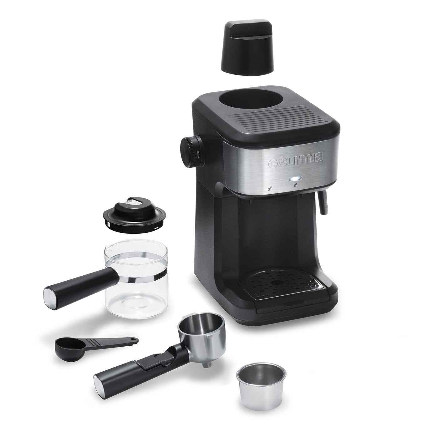 Gourmia 4 Shot Steam Espresso Cappuccino and Latte Maker with Frothi gourmia shop