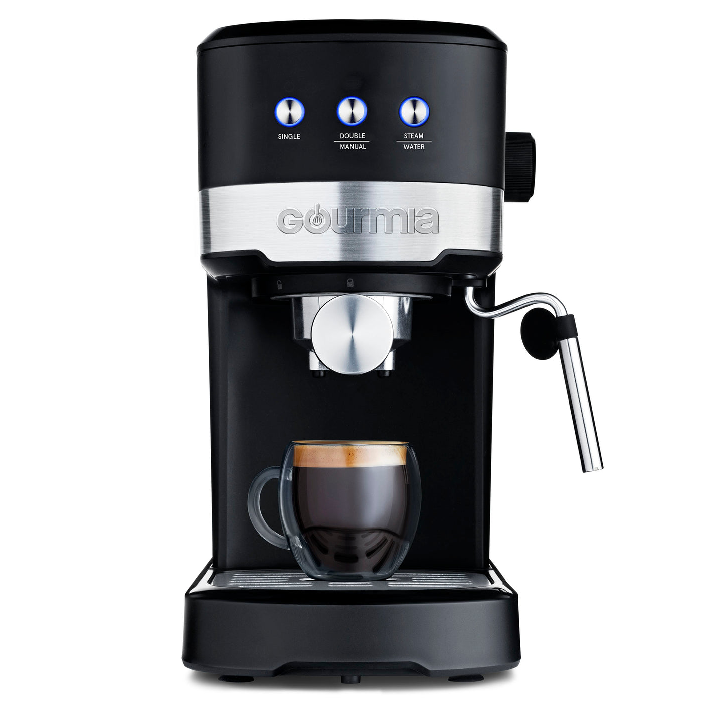 Gourmia 1.2L 15 Bar Espresso Maker with Powerful Frothing Wand Black