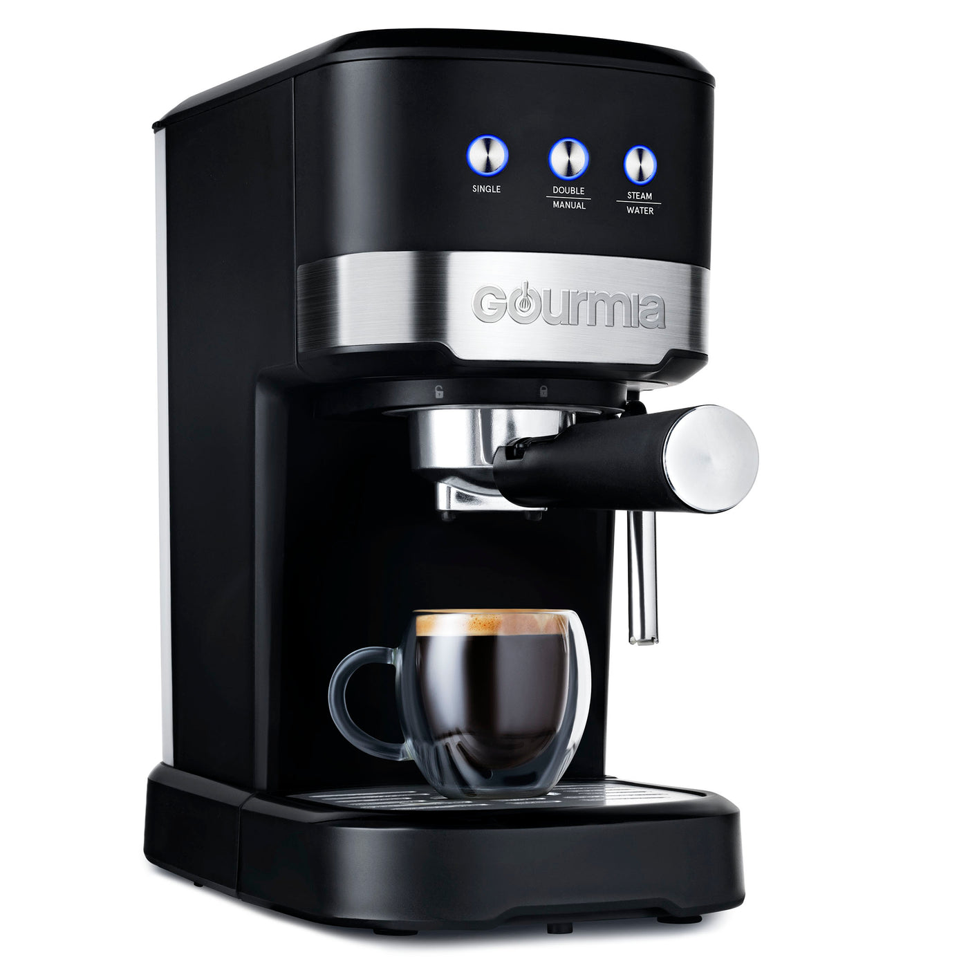 Gourmia 1.2L 15 Bar Espresso Maker with Powerful Frothing Wand Black