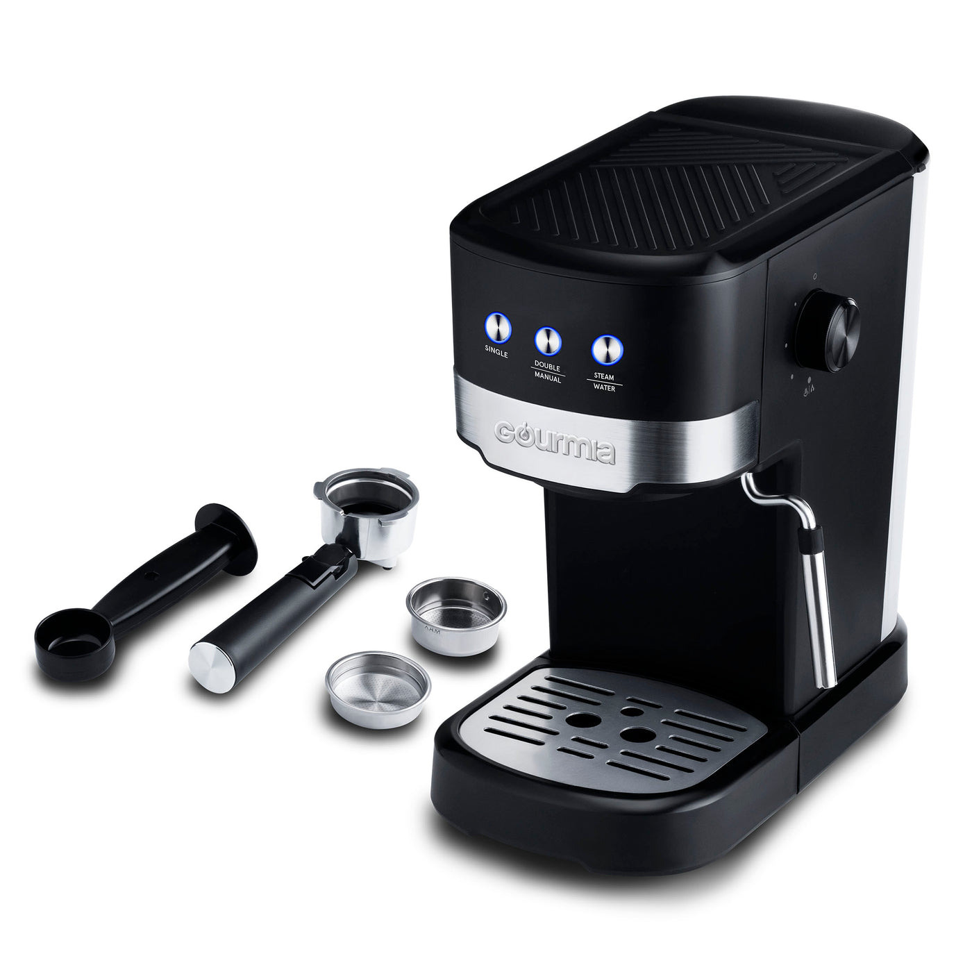 Gourmia 1.2L 15 Bar Espresso Maker with Powerful Frothing Wand Black