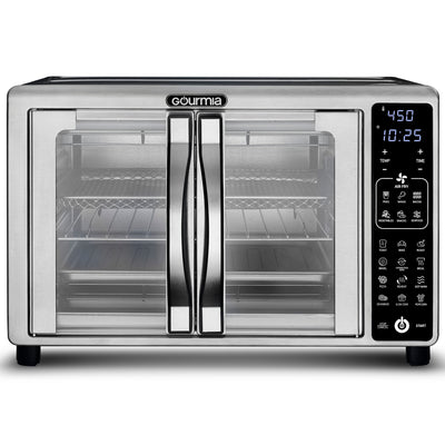 Gourmia Digital Air Fryer Toaster Oven with Single-Pull French Doors, 19 Cooking Presets, Stainless Steel