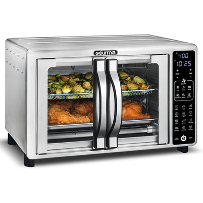 Gourmia Digital Air Fryer Toaster Oven with Single-Pull French Doors, 19 Cooking Presets, Stainless Steel