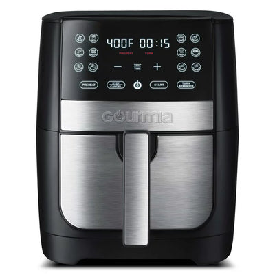 Gourmia 8 Qt Digital Air Fryer with FryForce 360 and Guided Cooking, Black/Stainless Steel