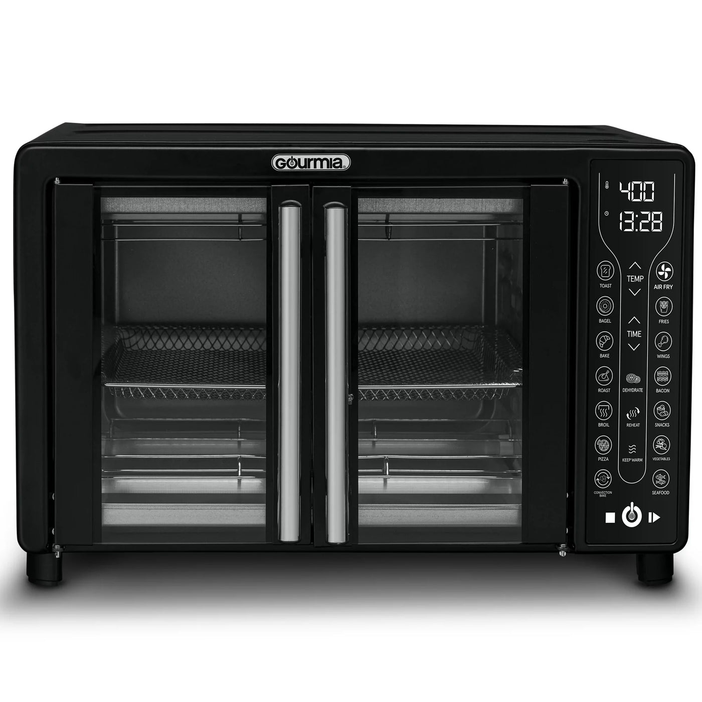 Gourmia Broodrooster Oven Air Fryer Combo 17 Cooking Presets 1700 W Franse deur digitale air fryer oven 24 l capaciteit accessoires, convectie broodrooster oven rack, bakpan tray recipe book GTF7460 Gourmia Broodrooster Oven Air Fryer Combo 17 Cooking Presets 1700 W Franse deur digitale air fryer oven 24 l capaciteit accessoires, convectie broodrooster oven rack, bakpan tray recipe book GTF7460
