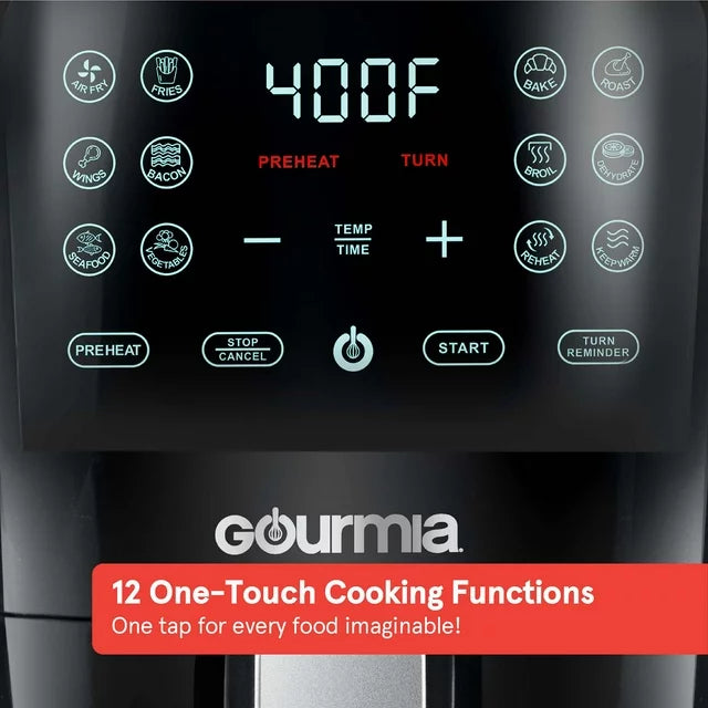 Gourmia 4 Qt Digital Air Fryer with Guided Cooking, Black