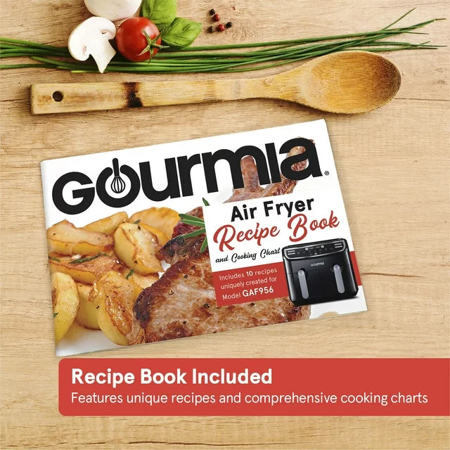 Gourmia 9 Qt 7-in-1 Dual Basket Digital Air Fryer with Smart Finish, BLK