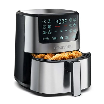 Gourmia 4-Qt Digital Air Fryer with Guided Cooking, Easy Clean, Stainless Steel