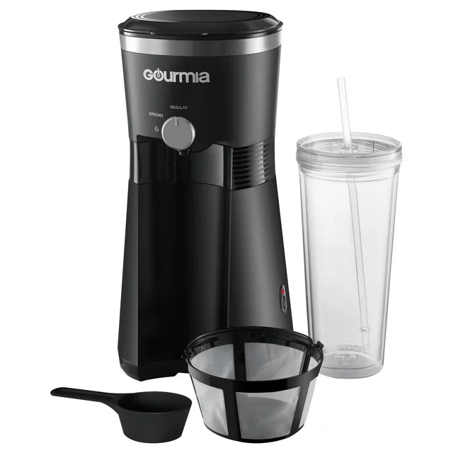 Gourmia Iced Coffee Maker with 25 fl oz. Reusable Tumbler, Black